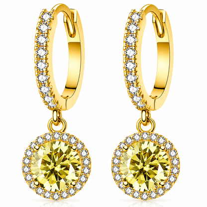 Halo Moissanite Hoop Drop Earrings