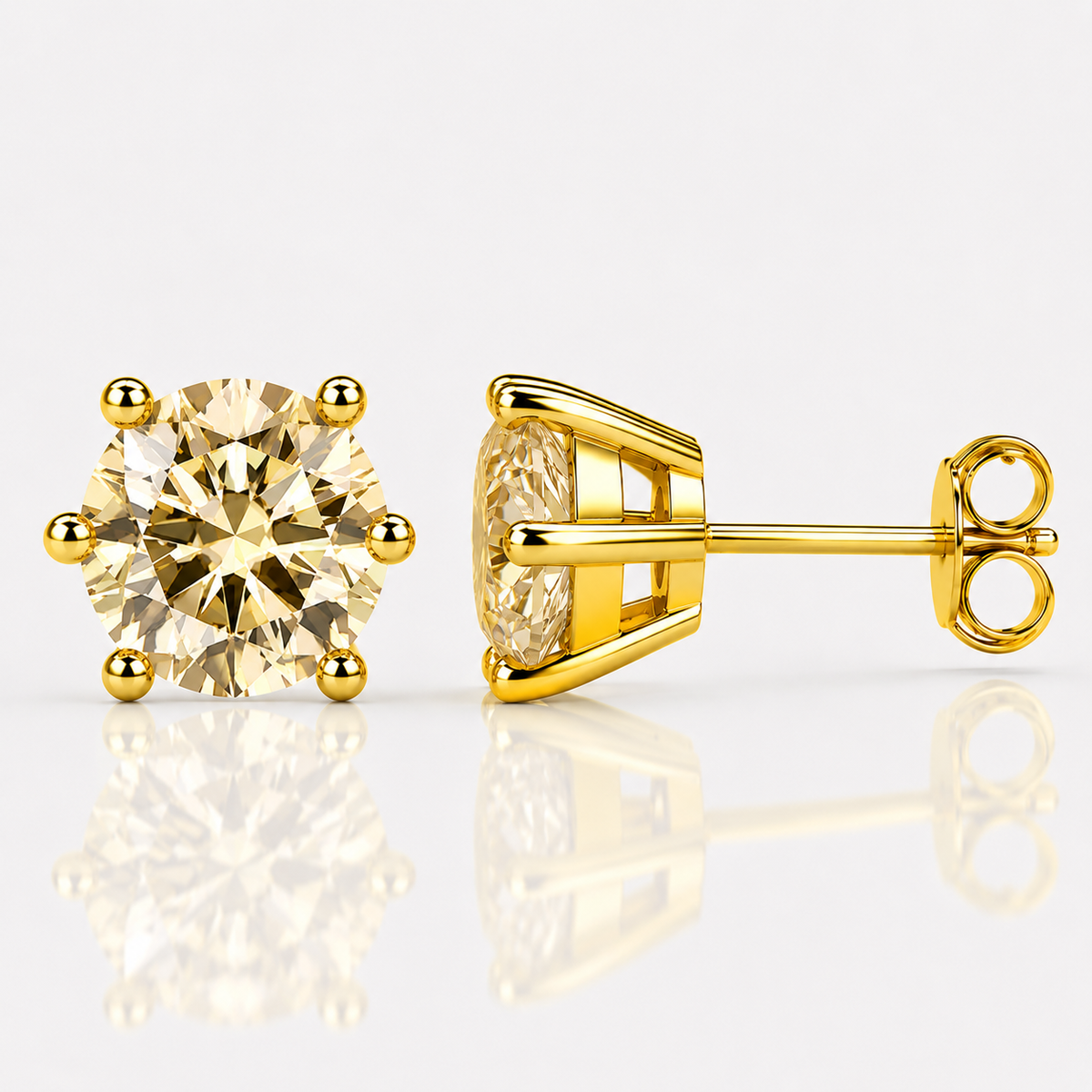Round Brilliant Moissanite Stud Earrings – Classic Solitaire Earrings