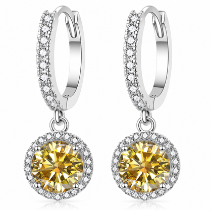 Halo Moissanite Hoop Drop Earrings