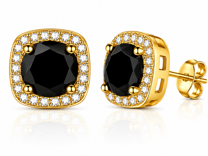 Halo Moissanite Stud Earrings – 925 Sterling Silver & Gold