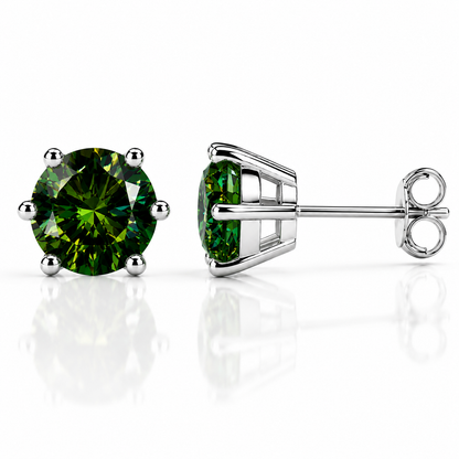 Round Brilliant Moissanite Stud Earrings – Classic Solitaire Earrings