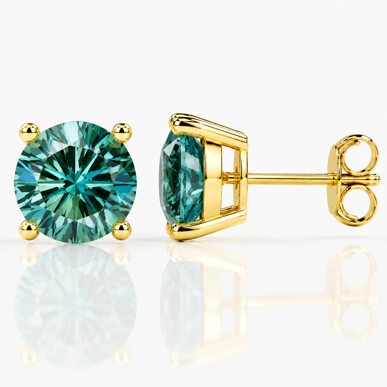 Four Prong Moissanite Solitaire Stud Earrings