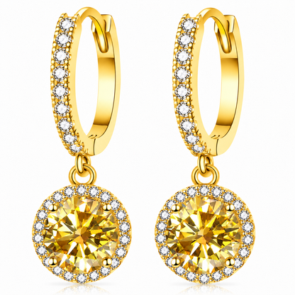 Halo Moissanite Hoop Drop Earrings