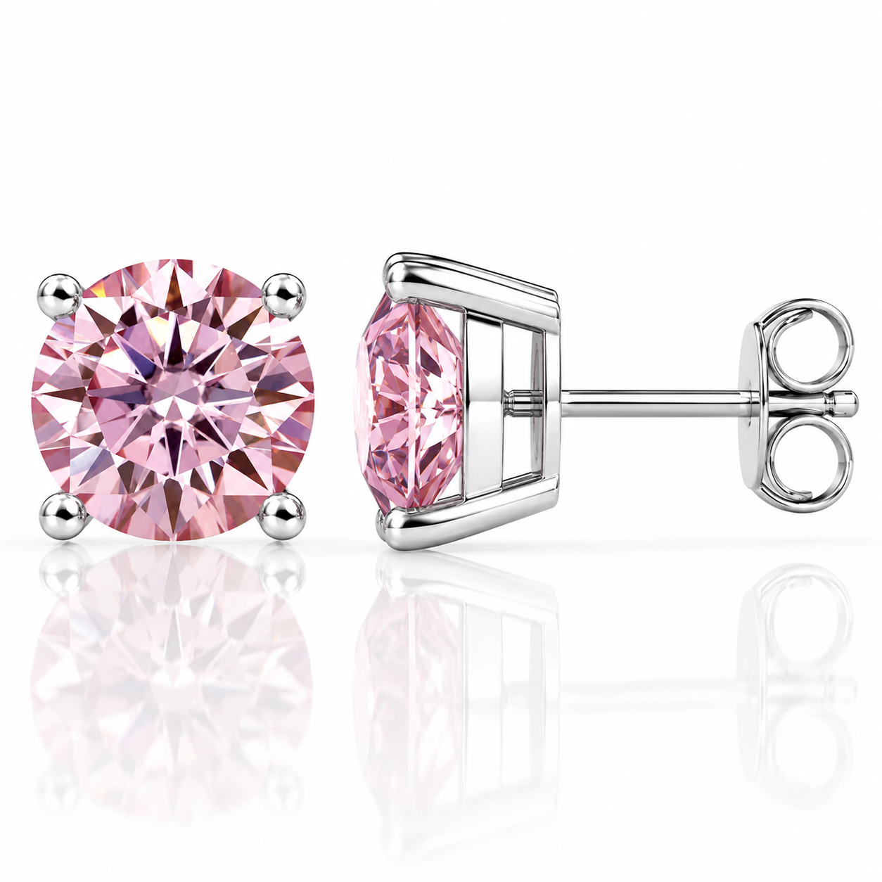 Four Prong Moissanite Solitaire Stud Earrings