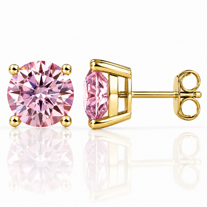 Four Prong Moissanite Solitaire Stud Earrings