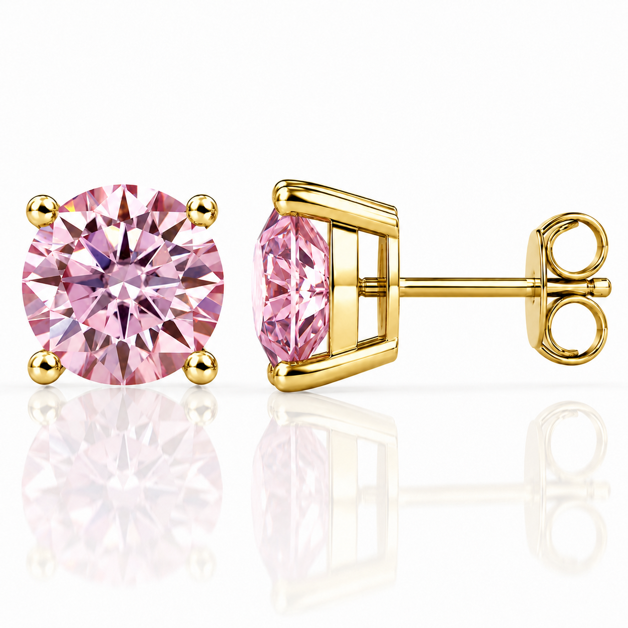 Four Prong Moissanite Solitaire Stud Earrings