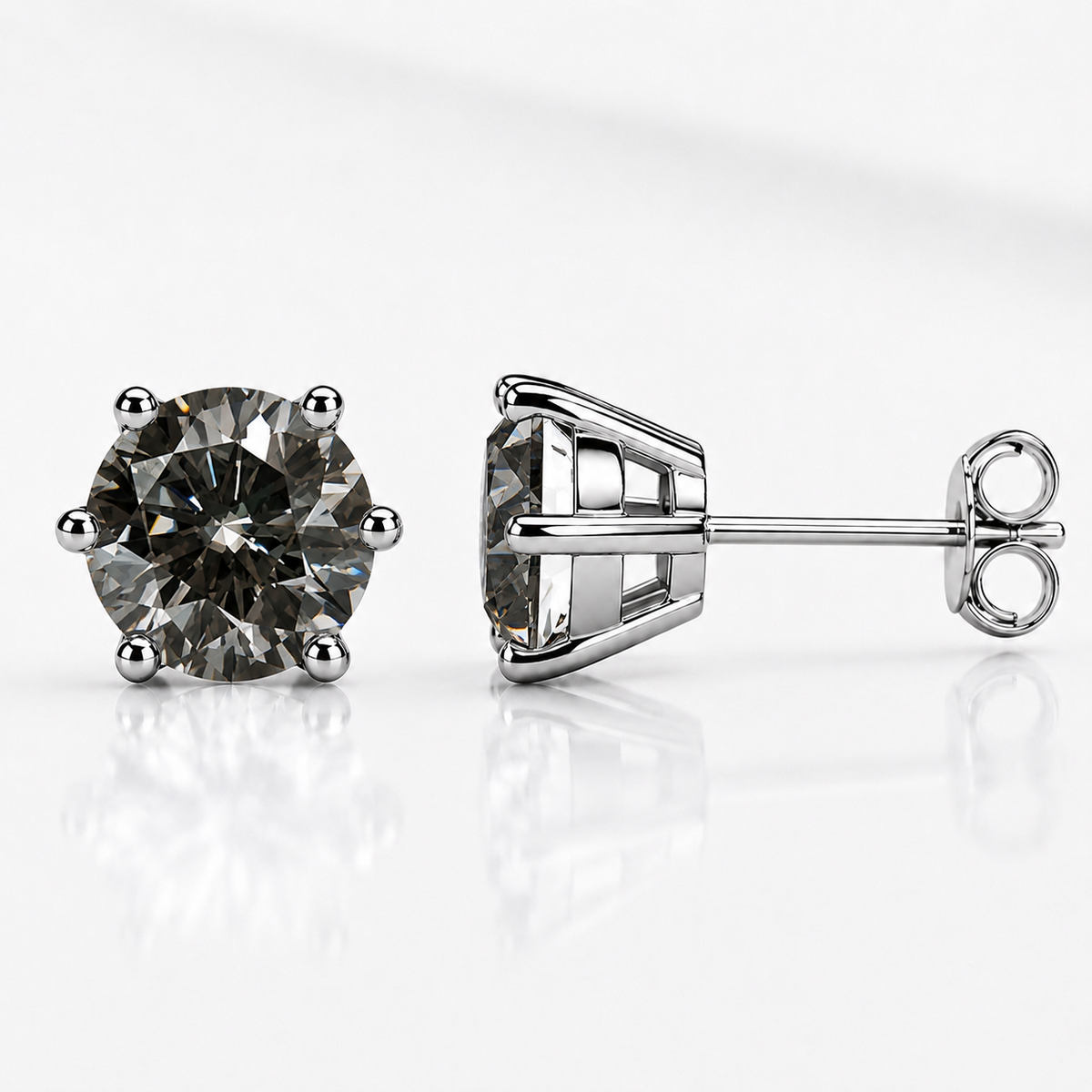 Round Brilliant Moissanite Stud Earrings – Classic Solitaire Earrings