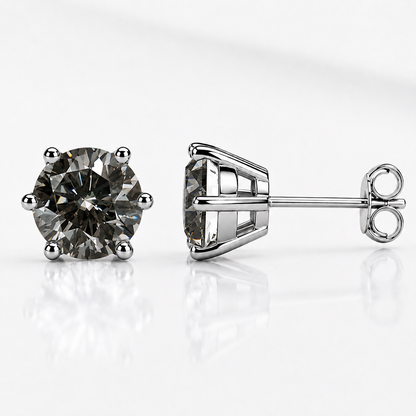 Round Brilliant Moissanite Stud Earrings – Classic Solitaire Earrings