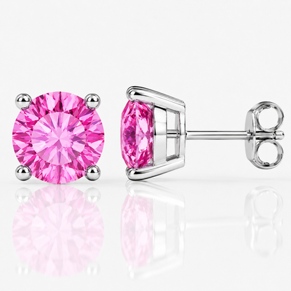 Four Prong Moissanite Solitaire Stud Earrings