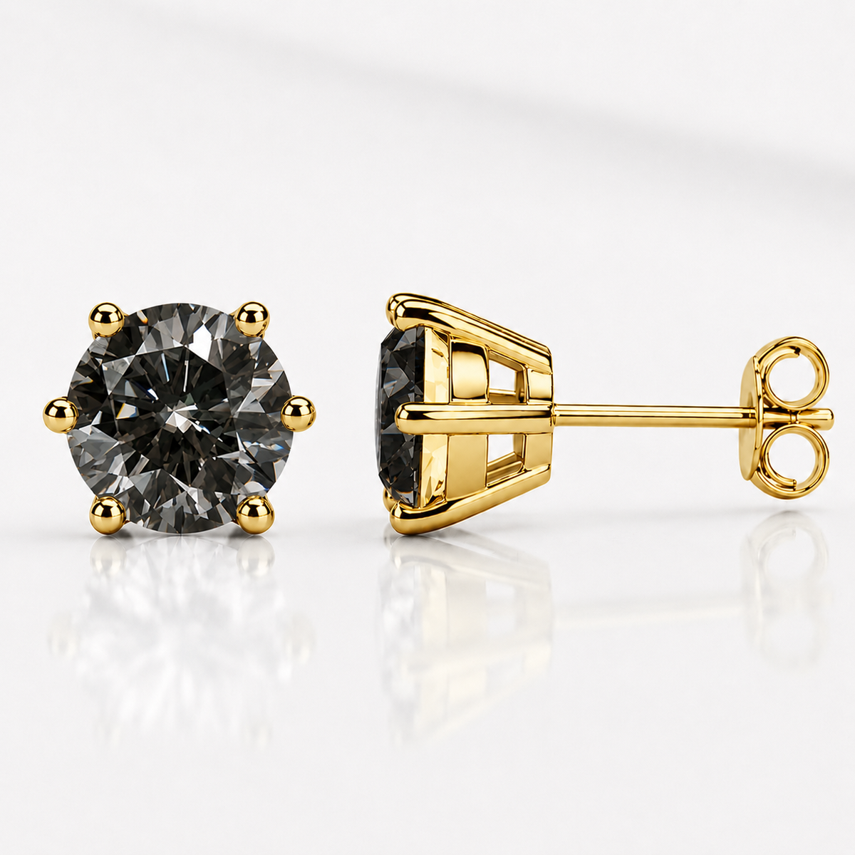 Round Brilliant Moissanite Stud Earrings – Classic Solitaire Earrings