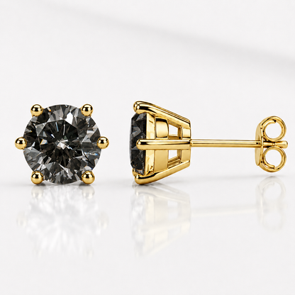 Round Brilliant Moissanite Stud Earrings – Classic Solitaire Earrings