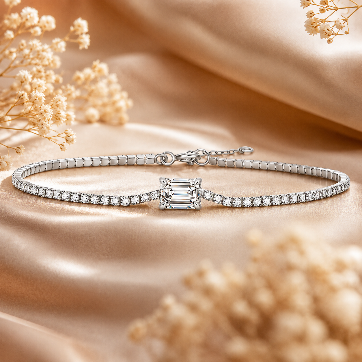 Emerald Cut Moissanite Tennis Bracelet