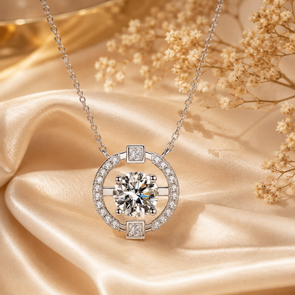 Floating Circle Moissanite Pendant Necklace