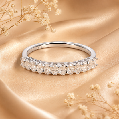 1ct Oval Cut Moissanite Half-Eternity Wedding Band