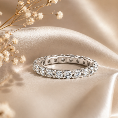 2.1ct Round Brilliant Cut Moissanite Full Eternity Ring Wedding Band