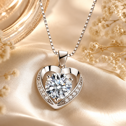 Shimmering Heart Moissanite Pendant Necklace