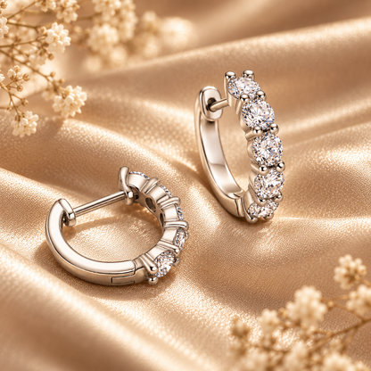 Five Stone Moissanite Hoop Earrings – 2.0ct