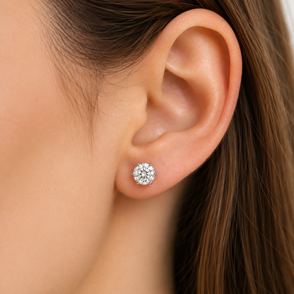 Round Brilliant Moissanite Stud Earrings – Classic Solitaire Earrings