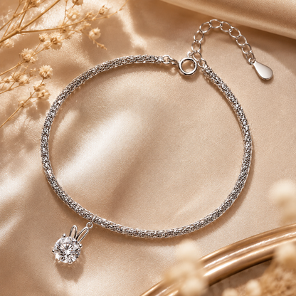 Bunny Ear Solitaire Moissanite Bracelet