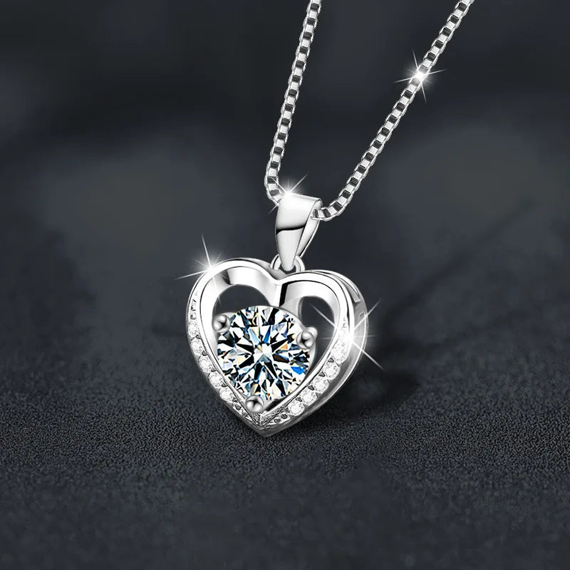 Shimmering Moissanite Heart Pendant Necklace