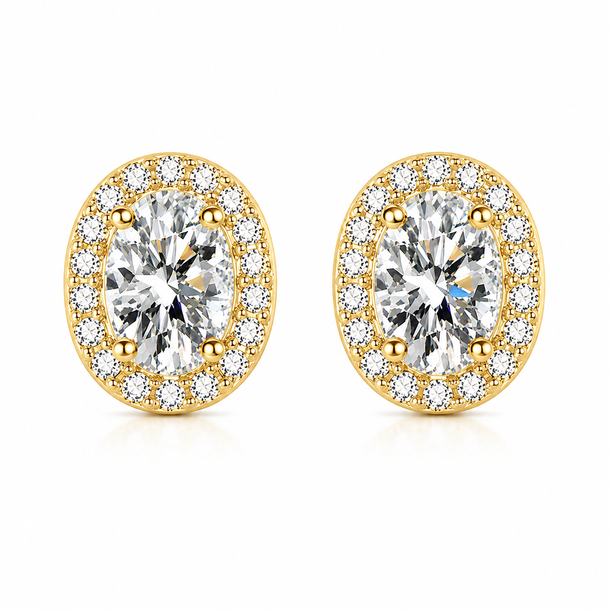 Oval Halo Moissanite Stud Earrings