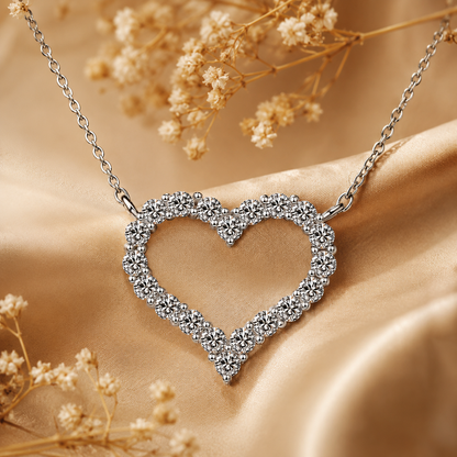 Open Heart Moissanite Necklace