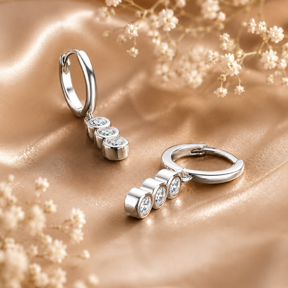 Triple Drop Moissanite Hoop Earrings