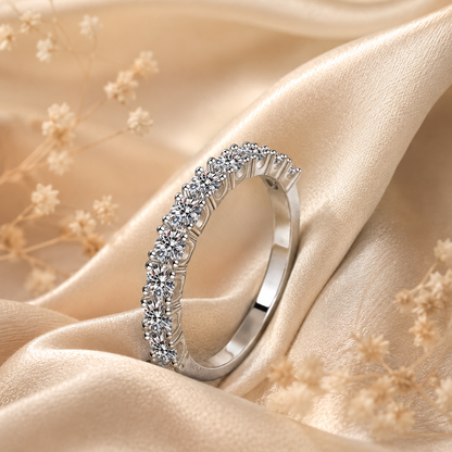 1ct Round Brilliant Moissanite Half-Eternity Wedding Band