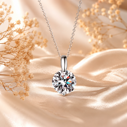 Round Brilliant Moissanite Solitaire Pendant Necklace