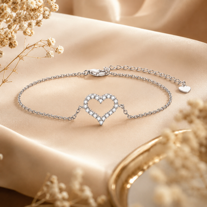 Open Heart Moissanite Bracelet
