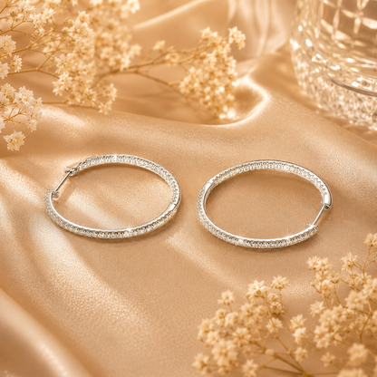 Pavé Moissanite Hoop Earrings