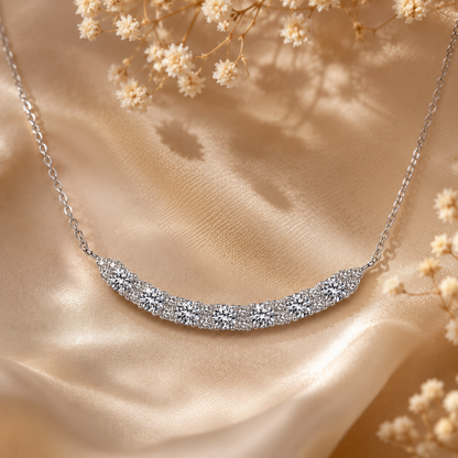 Curved Moissanite Bar Necklace