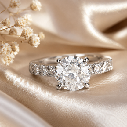 4.3ct Round Brilliant Moissanite Accent Engagement Ring
