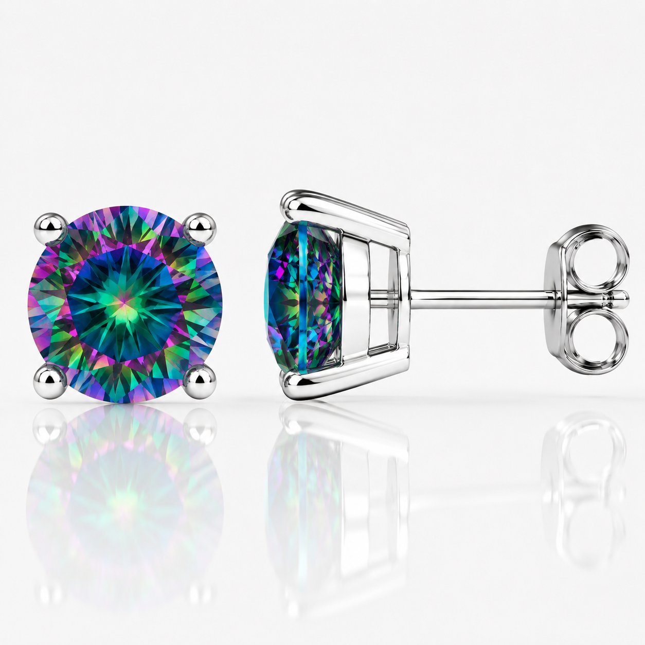 Four Prong Moissanite Solitaire Stud Earrings