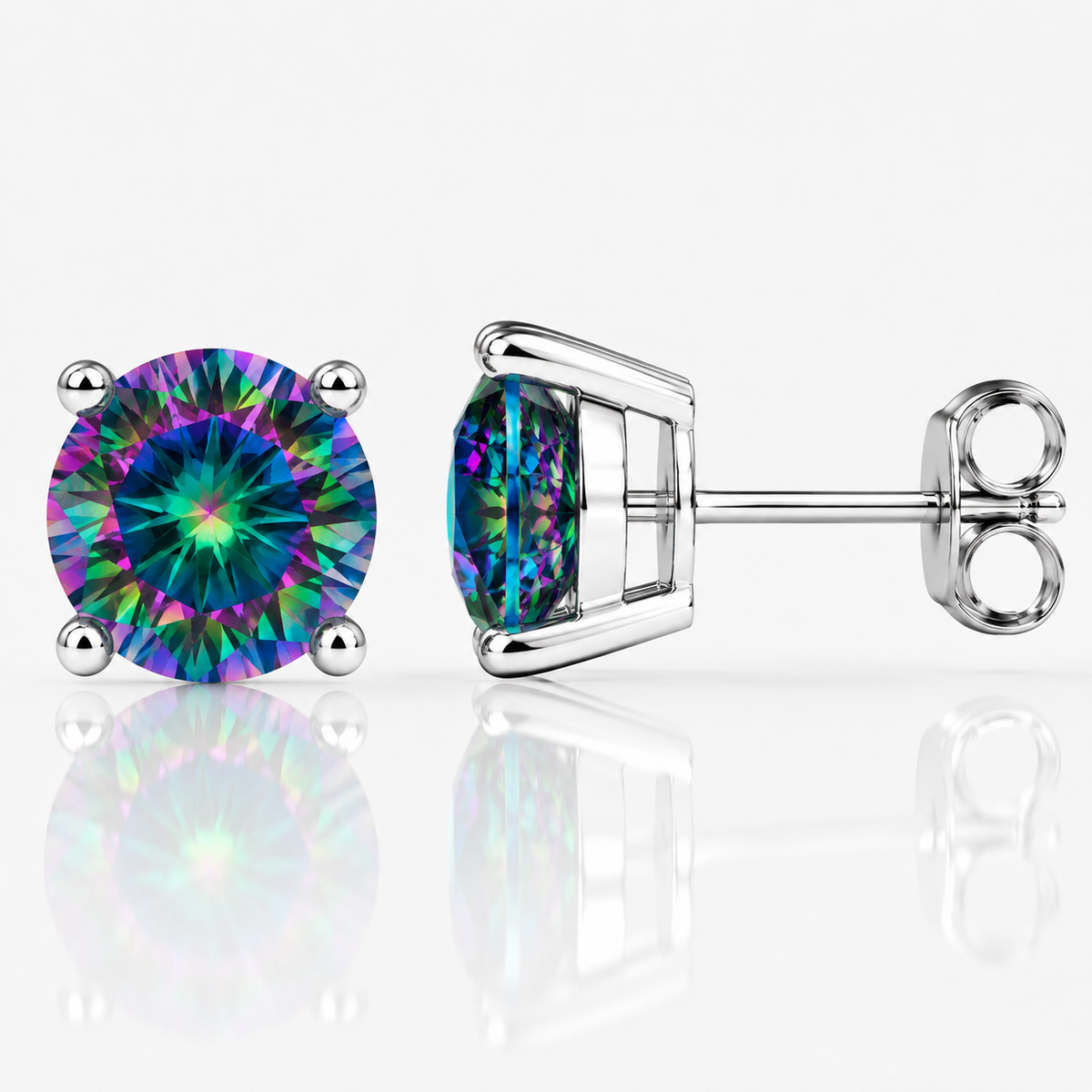 Round Brilliant Moissanite Stud Earrings – Classic Solitaire Earrings