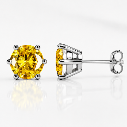 Round Brilliant Moissanite Stud Earrings – Classic Solitaire Earrings