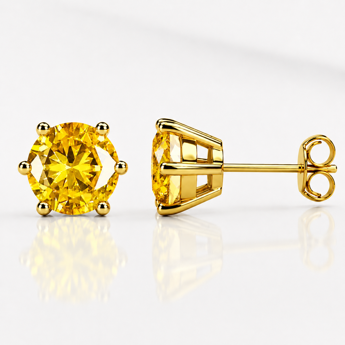 Round Brilliant Moissanite Stud Earrings – Classic Solitaire Earrings