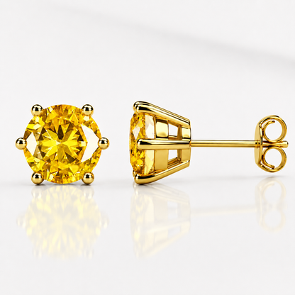 Round Brilliant Moissanite Stud Earrings – Classic Solitaire Earrings
