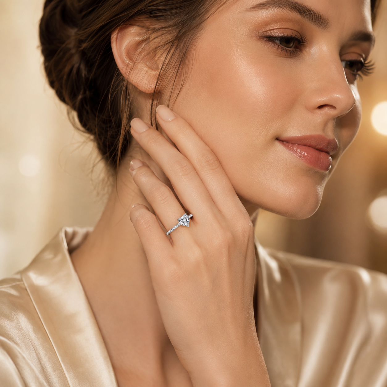 Heart Cut Moissanite Pavé Engagement Ring