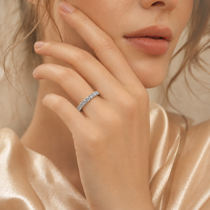 1ct Round Brilliant Moissanite Half-Eternity Wedding Band