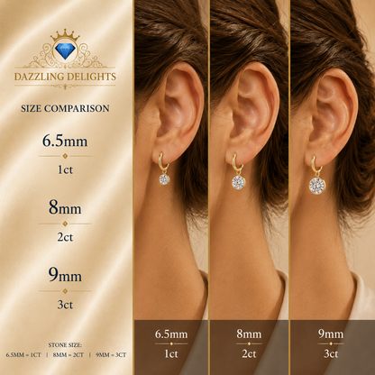 Bezel Drop Moissanite Hoop Earrings
