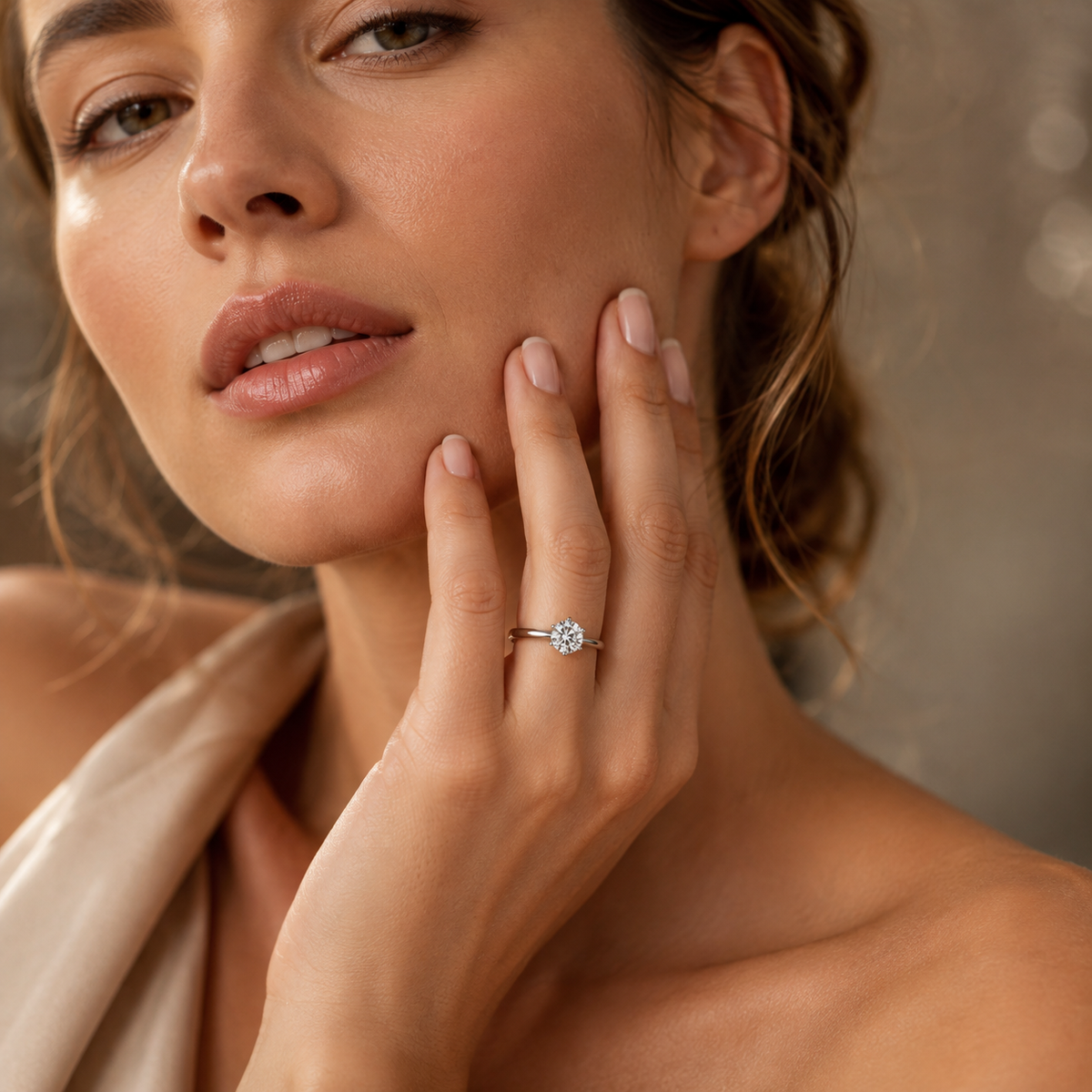 Classic 6 Prong Tiffany Style Solitaire Moissanite Engagement Ring