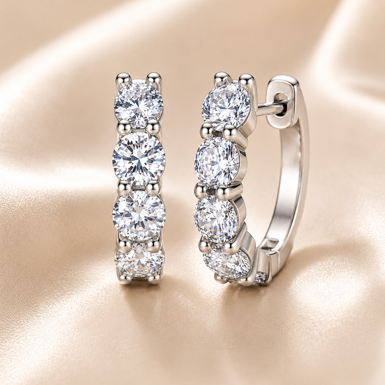 Five Stone Moissanite Hoop Earrings – 2.0ct