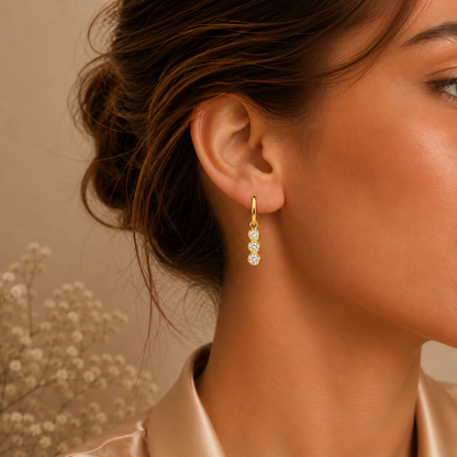 Triple Drop Moissanite Hoop Earrings