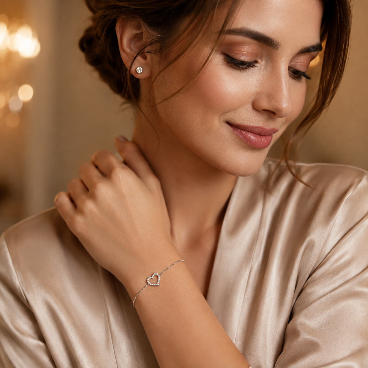 Open Heart Moissanite Bracelet
