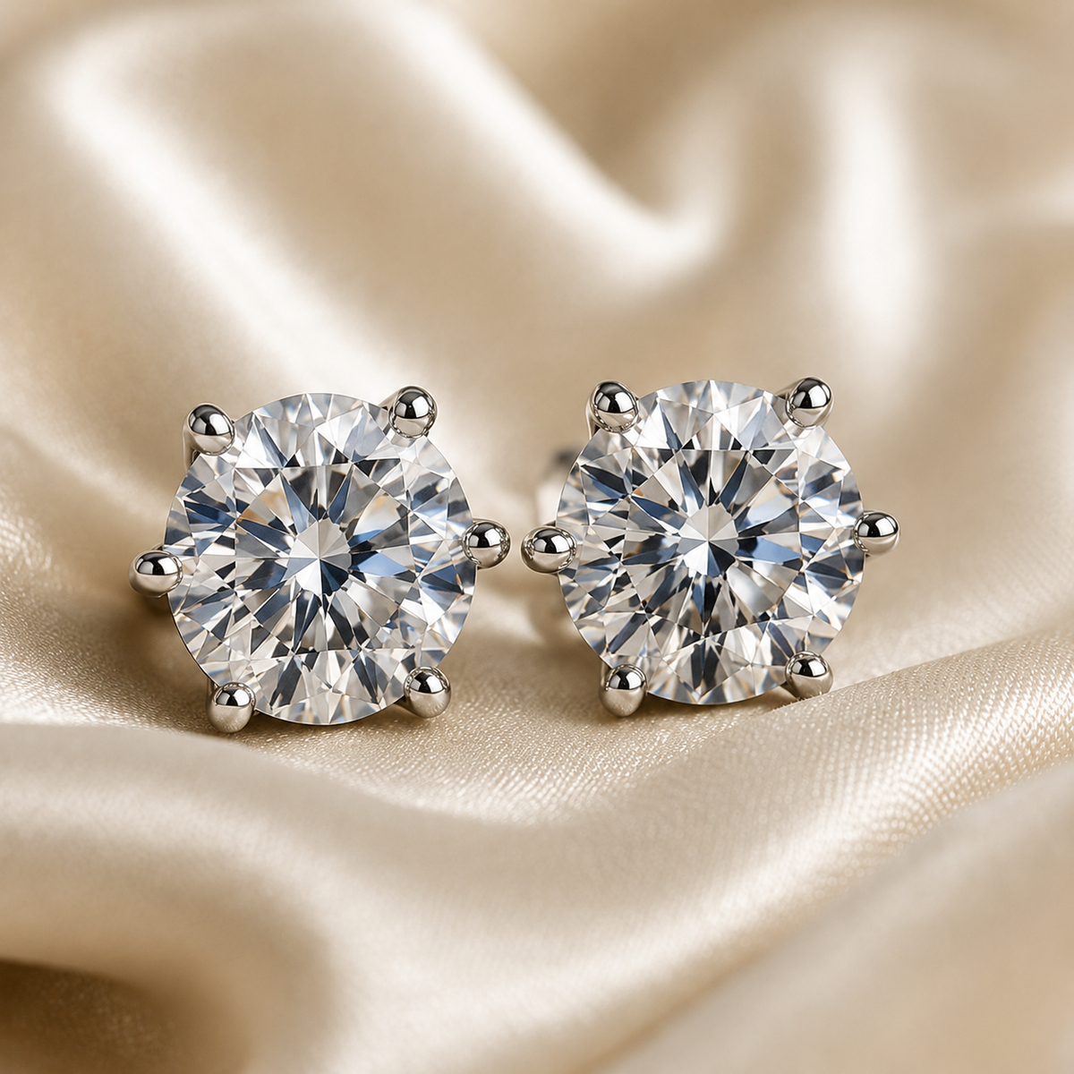 Round Brilliant Moissanite Stud Earrings – Classic Solitaire Earrings