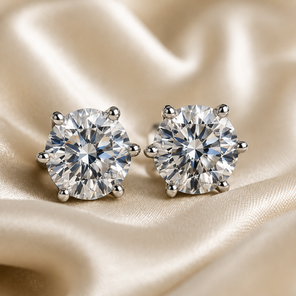 Round Brilliant Moissanite Stud Earrings – Classic Solitaire Earrings