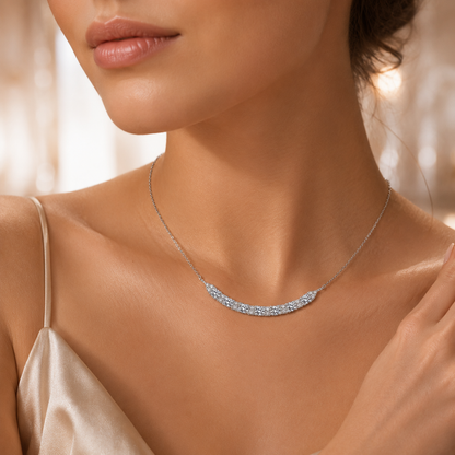 Curved Moissanite Bar Necklace