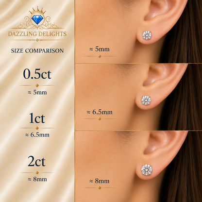 Four Prong Moissanite Solitaire Stud Earrings