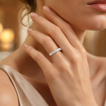 1ct Trillion Cut Moissanite Half-Eternity Wedding Band
